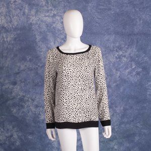 Loft Black & White Spotted Polka Dot Blouse Sz S